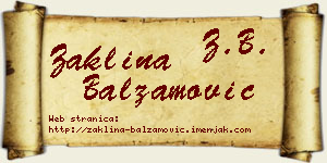 Žaklina Balzamović vizit kartica